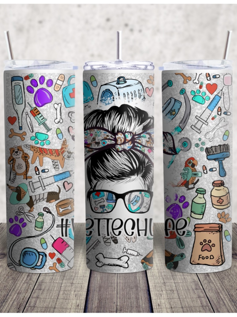 Hand Crafted Veterinary Vet Tech Tumbler - Multicolor